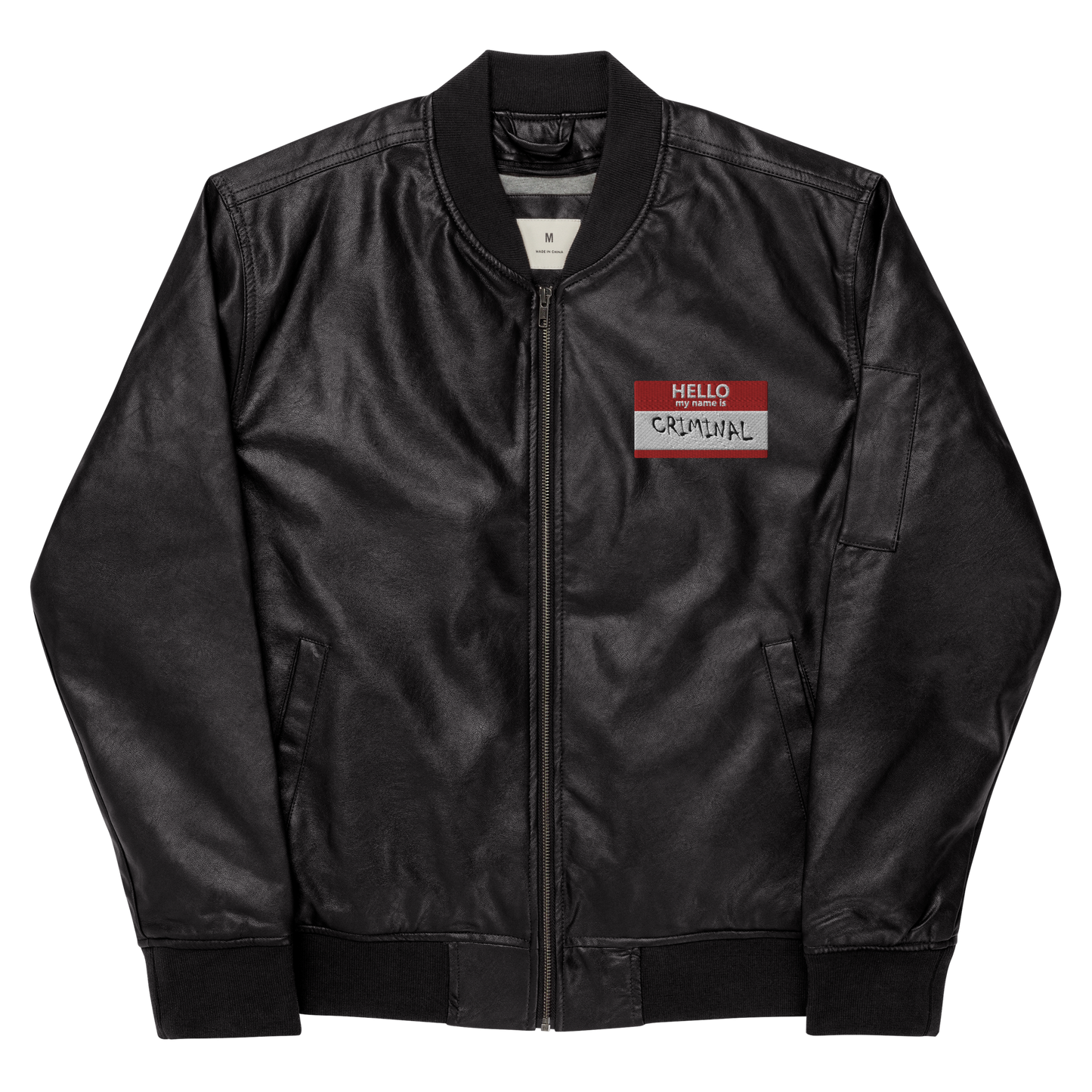 My Name Is Faux Leather Bomber Jacket