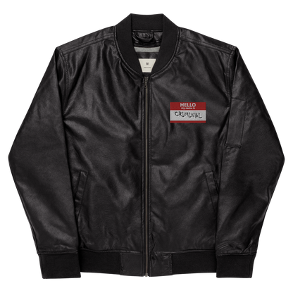 My Name Is Faux Leather Bomber Jacket