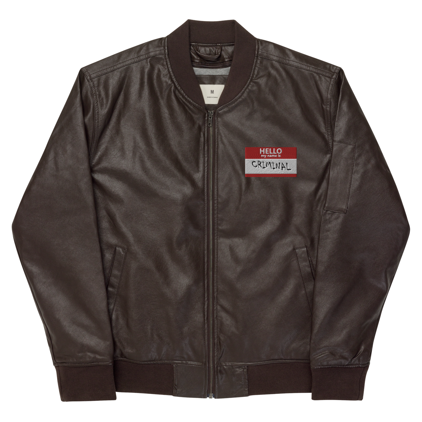 My Name Is Faux Leather Bomber Jacket