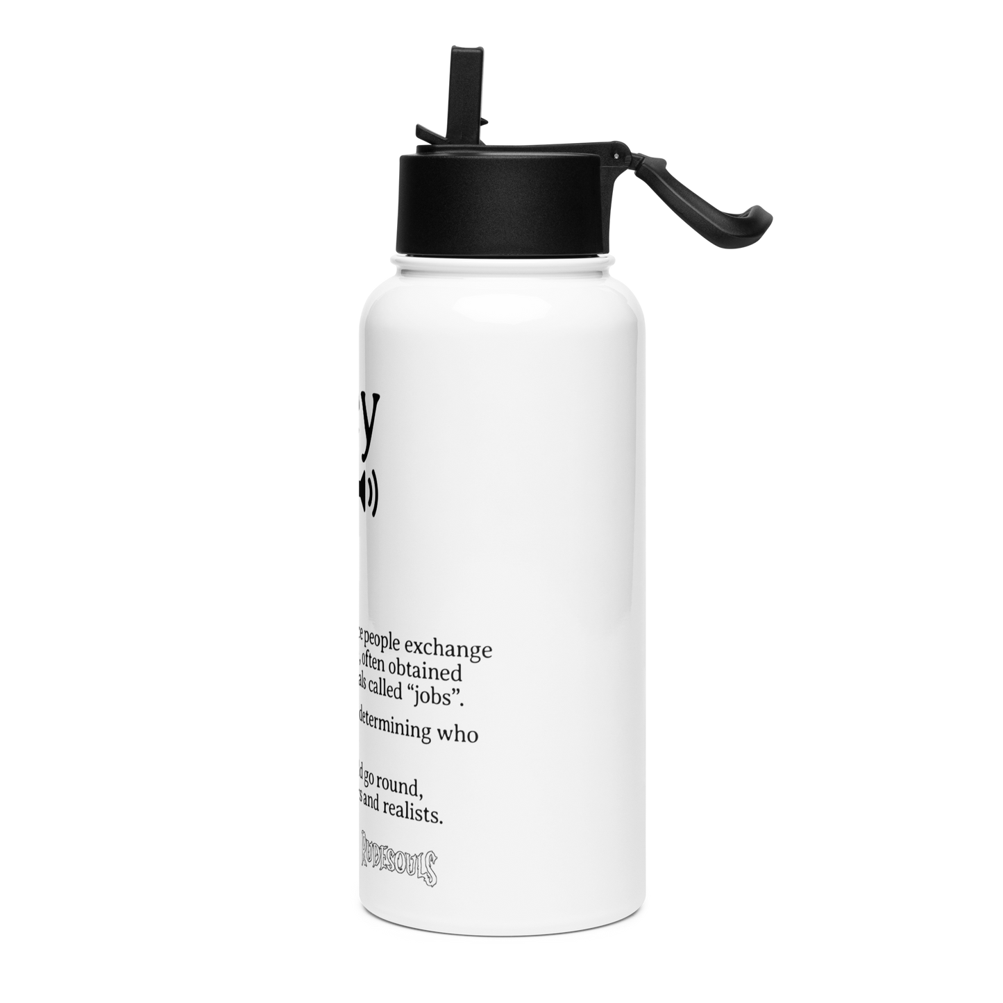 Money Stainless Steel Water Bottle W/ Straw Lid