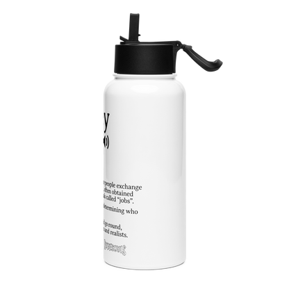 Money Stainless Steel Water Bottle W/ Straw Lid